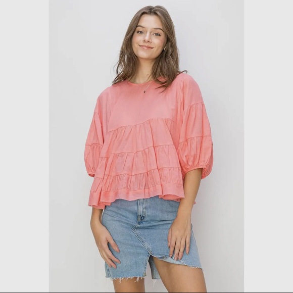 20 BEAUTIFUL SHORT SLEEVE BABYDOLL BLOUSE - Picture 6 of 6